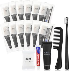 Kit de Baño Ecológico Desechable con Logotipo Personalizado para Hotel, Incluye Pasta de Dientes, Champú y Cepillo de Dientes - Tamaño Viaje para Habitación - Product Image 1