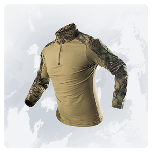 튼튼한 액티브 프로 아웃도어 전술 셔츠 지퍼 칼라 탑 벨크로 포켓 통기성 조절 가능한 커프 팔꿈치 패드 호환 - Product Image 5