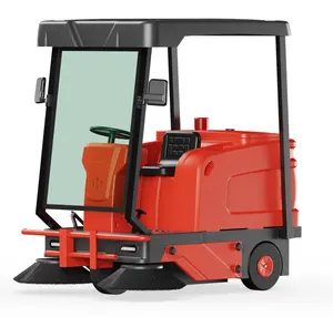 Driving Commercial Industrial Electric Power Vacuum Street Cold Water Cleaning Sweeper Red 100AH