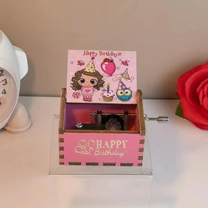 Caja de Música de Madera con Manivela YIYU, Diseño Rectangular Minimalista Moderno, Grabado Pintado, Sonido de 30 Segundos, Ideal para <span class=keywords><strong>Cumpleaños</strong></span> - Product Image 1