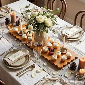 Bandeja rectangular de madera Shijie con diseño de plantas, multifuncional para mesa de comedor, fiestas de cumpleaños, servir frutas y pasteles. - Product Image 2