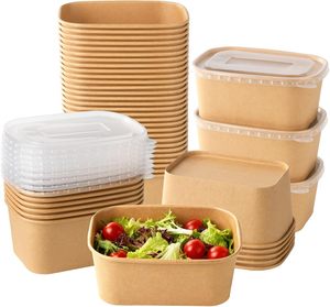 Boîte à lunch en papier kraft biodégradable personnalisable avec logo, vente chaude, formes carrées et rectangulaires pour plats à emporter, directement de l'usine - Product Image 1