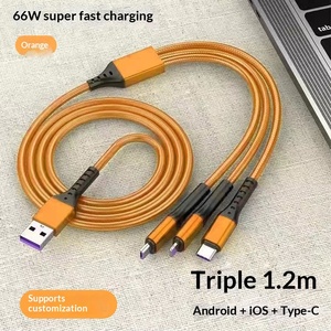 สายชาร์จเร็วแบบถัก 3-in-1 พร้อมหัวต่อ <span class=keywords><strong>USB</strong></span>-A/<span class=keywords><strong>Micro</strong></span> <span class=keywords><strong>USB</strong></span>/Type-C สำหรับโทรศัพท์มือถือ (แบบถักลายตาข่าย) - Product Image 6