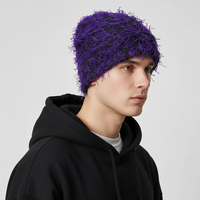 Bonnet Rétro Unisexe Sans Bord en Tricot Chaud d'Automne avec Broderie 3D Personnalisée – Casquette Tendance pour Hommes et Femmes
