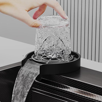 Évier de cuisine de luxe multifonctionnel moderne en acier inoxydable 304 avec cascade et pluie, cuve unique, ensemble complet