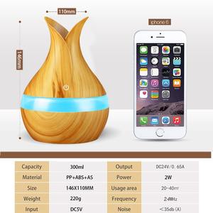 Difusor de Aroma en Forma de Florero de Madera, Humidificador USB de 0.5L con Control Remoto, Tipo de Niebla Ultrasónica para Hogar y Oficina - Product Image 5