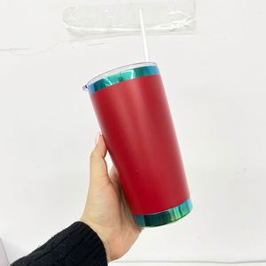 2026 Christmas Xmas Red Powder Coated Green Plated Underneath 20oz Stainless Steel Vacuum <b>Insulated</b> Coffee Water Travel <b>Mugs</b> - Product Image 4