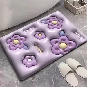 목욕 매트 인쇄 카펫 꽃 물 흡수성 마이크로 화이버 Bathmat 사용자 정의 로고 목욕 매트 깔개 실리카 젤