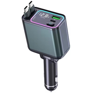 Dual Expansion <b>Cable</b> Car Fast <b>Charger</b> Ambient Light Auto Storage Vehicle Socket Adapter Quick Charge Universal Car <b>Charger</b> - Product Image 3