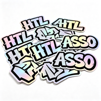 Autocollants holographiques personnalisés imperméables avec logo, mini autocollants décoratifs pour ordinateur portable, autocollants d'animation imperméables