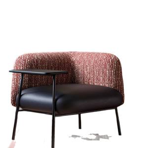 Fauteuil simple minimaliste italien en tissu doux, chaise de salon, style vintage nordique - Product Image 5