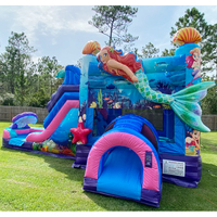 Thème de sirène 3D, combinaison gonflable 3 en 1, maison gonflable, toboggan, saut de rebond, moonwalk