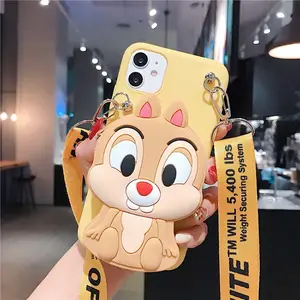 2021 Crossbody Cartoon Back Cover Siliconen Wallet Purse Phone Case Voor Iphone 11/11 Pro/11 Pro Max/12/12 pro Case Met Lanyard