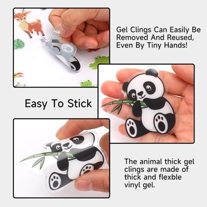 Hojas de pegatinas al por mayor de animales de zoológico (panda, león) de PET impermeables <span class=keywords><strong>para</strong></span> <span class=keywords><strong>ventanas</strong></span>, vidrio y tazas, pegatinas fuertes de reutilización repetida - Product Image 3