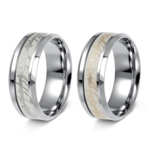 Anillo Unisex de Acero Inoxidable Fluorescente Brillante Inspirado en El <span class=keywords><strong>Señor</strong></span> de los <span class=keywords><strong>Anillos</strong></span>, con Letras y Texto para Conciertos - Product Image 4