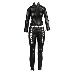 1/6 donna motociclista tuta locomotiva con giacca di pelle nera abbigliamento da corsa per Auto e moto - Product Image 4