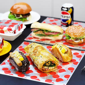 特注プリント断熱ハニカムアルミ箔グリースプルーフテイクアウトサンドイッチチーズバーガーブリトー食品包装紙シート - Product Image 6