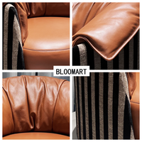 Fauteuil d'appoint de luxe en cuir de vachette, style Mid-Century Modern, confortable pour la maison, le bureau ou le salon