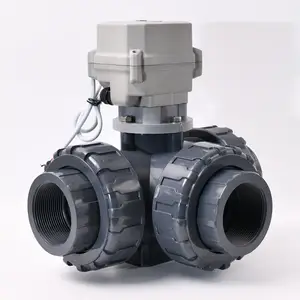 A150 15 N.M 3 Way 1-1/2 '' DN40 plastic double union electric control ball valve with manual override