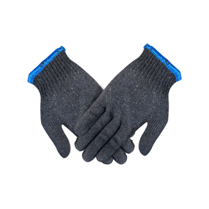 Guantes de punto de algodón para construcción, guantes de trabajo de algodón, color negro puro - Product Image 2