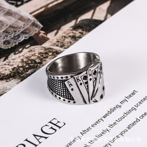 <b>Titanium</b> Steel Playing Card <b>Ring</b> For Men Fashion Hip Hop Jewelry SA1129 - Product Image 2
