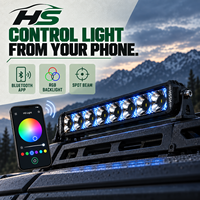 Barre lumineuse LED HSSH 10 pouces 75W à double rangée avec rétroéclairage RGB, faisceau spot haute intensité, lumière tout-terrain, contrôle par application pour camion, SUV, 4x4