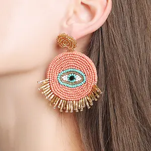 Hot Selling Seed Kraal Bohemian Zomer Sieraden Blue Eye Fashion Statement Vrouwen Oorbel