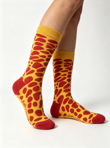 Chaussettes longues décontractées à motif dessin animé, chaussettes de compression pour coureurs en plein air, avec bordures à motif léopard décontracté, logo sous le pied pour le sport - Product Image 4