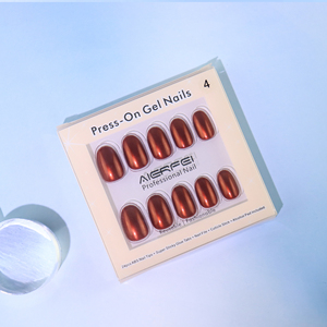 AIERFEI Listo Para Enviar Venta al por mayor Chrome Press On Nail Metallic Red Fake Nails Forma Oval 24 Pcs <span class=keywords><strong>Uñas</strong></span> postizas - Product Image 1