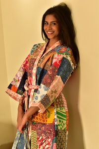 Premium fait à la main été Kantha veste solide conception Simple manteau court multicolore décontracté vêtements pour femmes pour l'hiver - Product Image 3