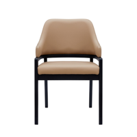 Chaise de salle à manger moderne de luxe avec accoudoirs, siège et dossier en cuir PU souple, structure en bois noir, chaise d'appoint pour la décoration de la maison