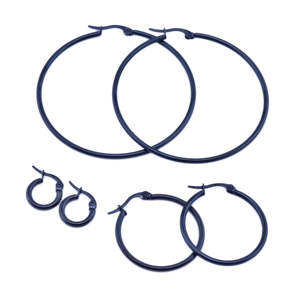 Non-allergenic Surgical Steel Women's Silver &amp; Rose <strong>Gold</strong> Plated Round Hoop <strong>Sleeper</strong> <strong>Earrings</strong> - Product Image 4