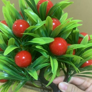 Árbol frutal artificial planta bonsái pequeña maceta naranja melocotón fruta roja decoración <span class=keywords><strong>de</strong></span> la ventana del hogar - Product Image 2