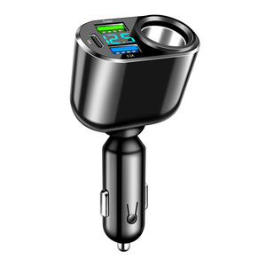 Presa accendisigari per auto 4 3 porte tipo C caricabatteria per auto QC3.0 PD3.0 adattatore <span class=keywords><strong>USB</strong></span> veicolo a bordo con Display a LED ricarica rapida - Product Image 1