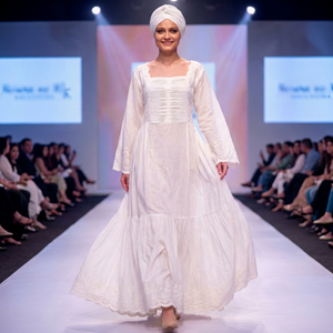 Elegante Vestido Maxi de Verano de Algodón Blanco de Lujo, Floral, Ecológico, Transpirable, de Manga Larga, Cuello Cuadrado, Cuerpo Fruncido, Encaje Africano - Product Image 3