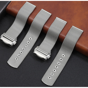 20mm Edelstahl-Armband aus gewebtem Netz mit Klapp schnalle für Uhren der Serie OM 300 600 mit gewebtem Stahl armband - Product Image 6