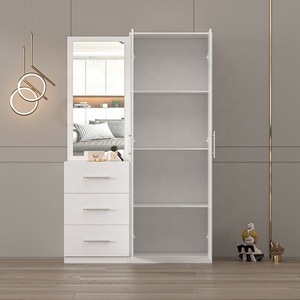 Armario de Dormitorio Zq con Espejo, Armario Blanco con Acabado Brillante, <span class=keywords><strong>Roperos</strong></span> <span class=keywords><strong>y</strong></span> <span class=keywords><strong>Closets</strong></span> con Cajón de Almacenamiento - Product Image 6