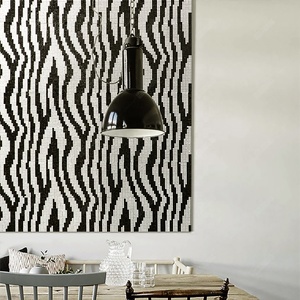 Piastrelle murali in ceramica con motivo zebrato per bagno, cucina e toilette, design artistico a mosaico. - Product Image 1