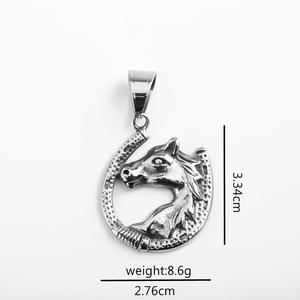 Collar con Colgante de Cabeza de Caballo de Acero Inoxidable, Joyería Unisex, Regalo con Forma de Animal, Accesorio de Moda - Product Image 4