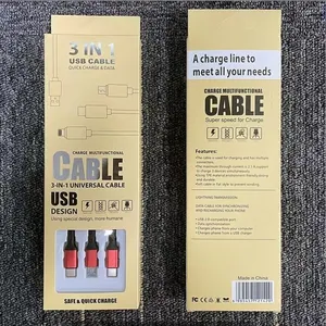 Teléfono móvil Nylon trenzado Micro USB tipo C Cable de 8 pines Cargador de teléfono Cable tipo C Carga rápida 3 en 1 Cable DE DATOS USB múltiple