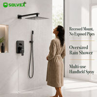 Set Shower Dinding SOLVEX Timur Tengah dengan Kepala Shower Persegi 8 inci dari Baja Anti Karat, Set Sistem Shower Tangan, Keran Kamar Mandi