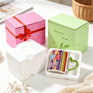 Colored Package <b>Box</b> for <b>Coffee</b> Mug 11oz 15oz <b>Gift</b> <b>Box</b> with Handle Bag Promotional Cardboard Packaging Valentine Christmas Retail - Product Image 3
