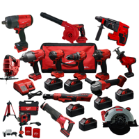 Kit combiné sans fil OEM 21V Lithium-Ion sans balais avec batterie 3.0Ah, chargeur, sacs à outils et ensembles réglables en acier inoxydable