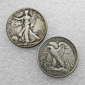 Monete commemorative da mezzo dollaro degli Stati Uniti Walking Liberty del 1918-P, S, D, regali, decorazioni per la casa - Product Image 2