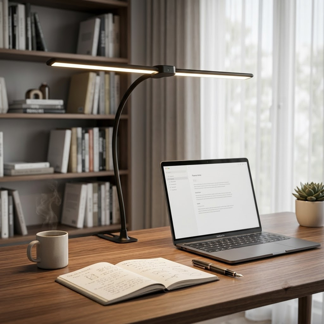 LED Eye Protection Desk Lamp Dual Head Flexible Gooseneck Dimmable Light for Office Study Home Work Desk