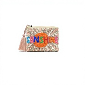 กระเป๋าใส่เหรียญผ้าฝ้ายปักลายลูกปัด ขนาดมินิ ทำมือ สไตล์โบฮีเมียน ปิดด้วยซิป สายคล้องข้อมือโพลีเอสเตอร์ ใช้ได้ทั้งชายและหญิง - Product Image 1