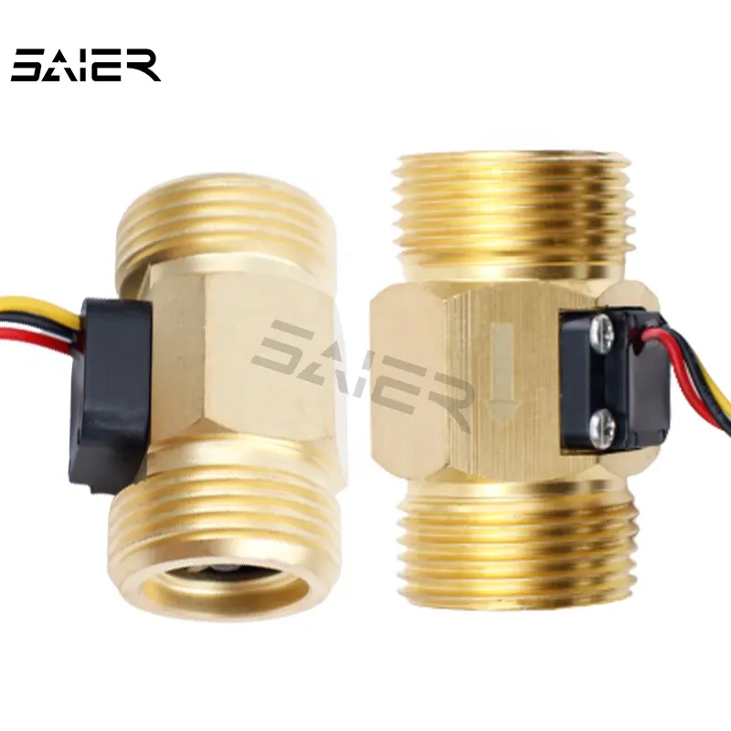 G 1/2" Turbine Liquid Brass Flowmeter DC 3-24 V Flow Rate 1-30 l/Min Pulse Flow Meter Hall Effect Sensor for Solar Water Heater