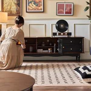 Mueble para TV Nuosen de 2.2m, Madera Sólida, Estilo Retro Francés, Mueble de Almacenamiento para Sala de Estar - Product Image 3