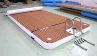 Plateforme flottante gonflable pour ponton, quai de yacht, en bois grainé, pour les loisirs aquatiques, 200x150x20cm