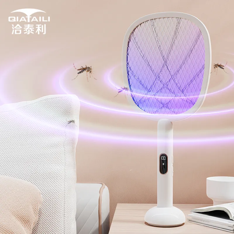 New Arrival 2 in 1 with type C charge Power display electric zapper rocket mosquito trap electric fly swatter mosquito zapper